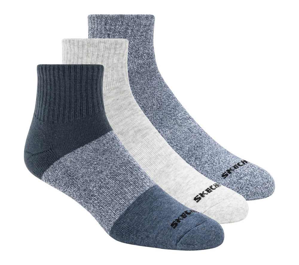 Skechers Discount | 3 Pack Men's Colorblock Quarter Socks