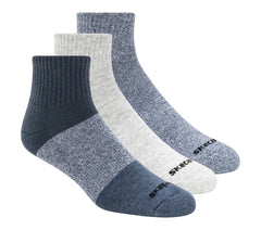 Skechers Discount | 3 Pack Men's Colorblock Quarter Socks