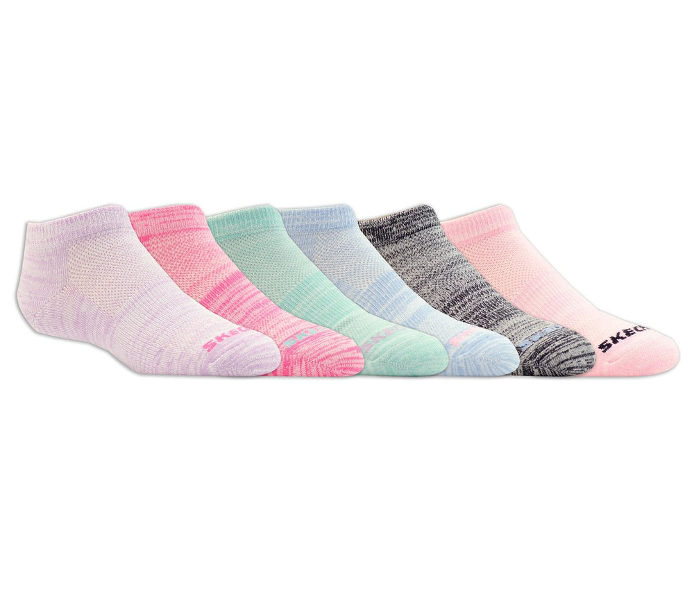 Skechers Sale | 6 Pack Girls' Low Cut Color Stripe Socks