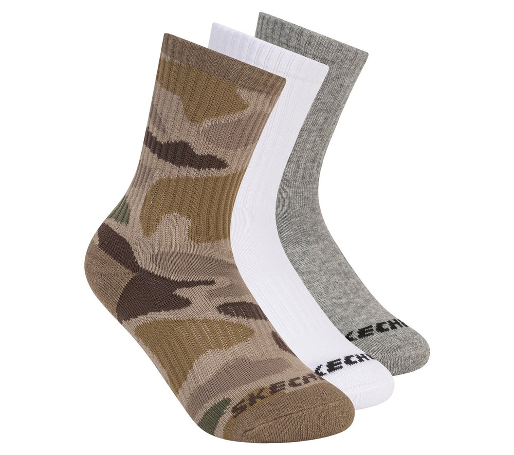 Skechers Discount | 3 Pack Boys' Crew Camo Socks