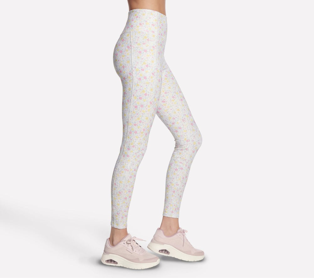 Skechers Onsale | GO WALK Rib Floral Full Length High-Waisted Legging