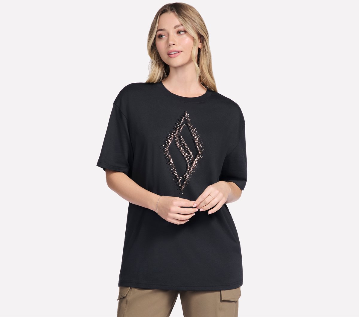 Skechers Discount | Gold Splatter Diamond Short Sleeve Tee