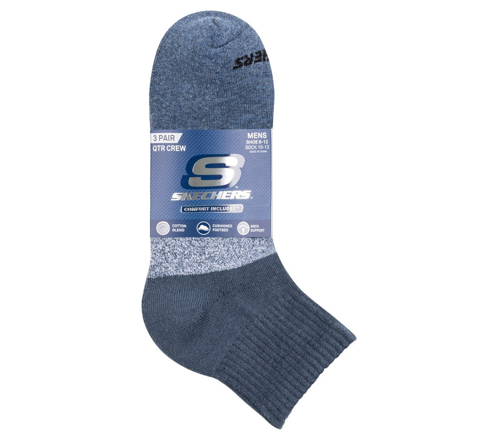 Skechers Discount | 3 Pack Men's Colorblock Quarter Socks