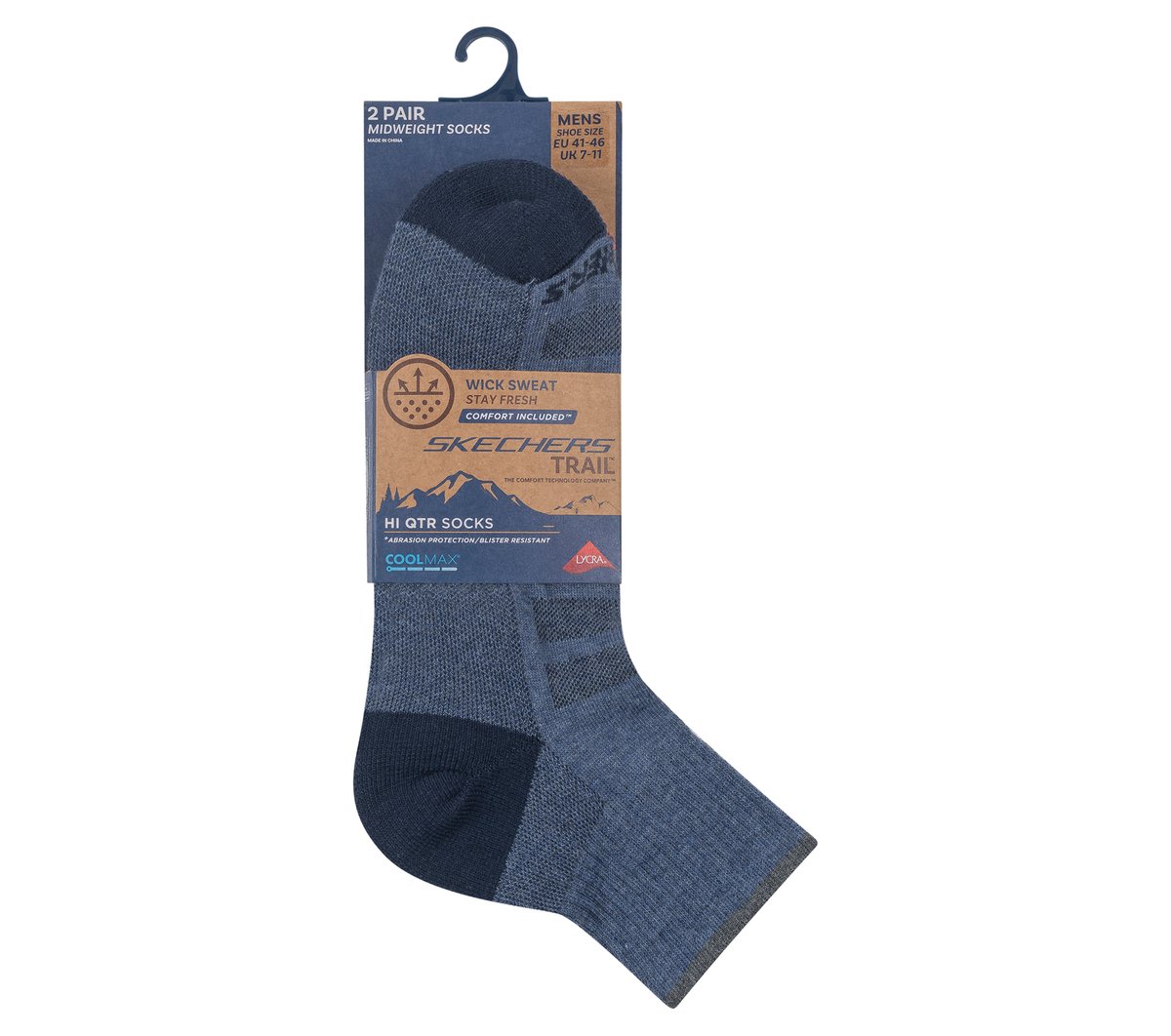 Skechers For Sale | Mens Trail Quarter Coolmax Socks - 2 Pack