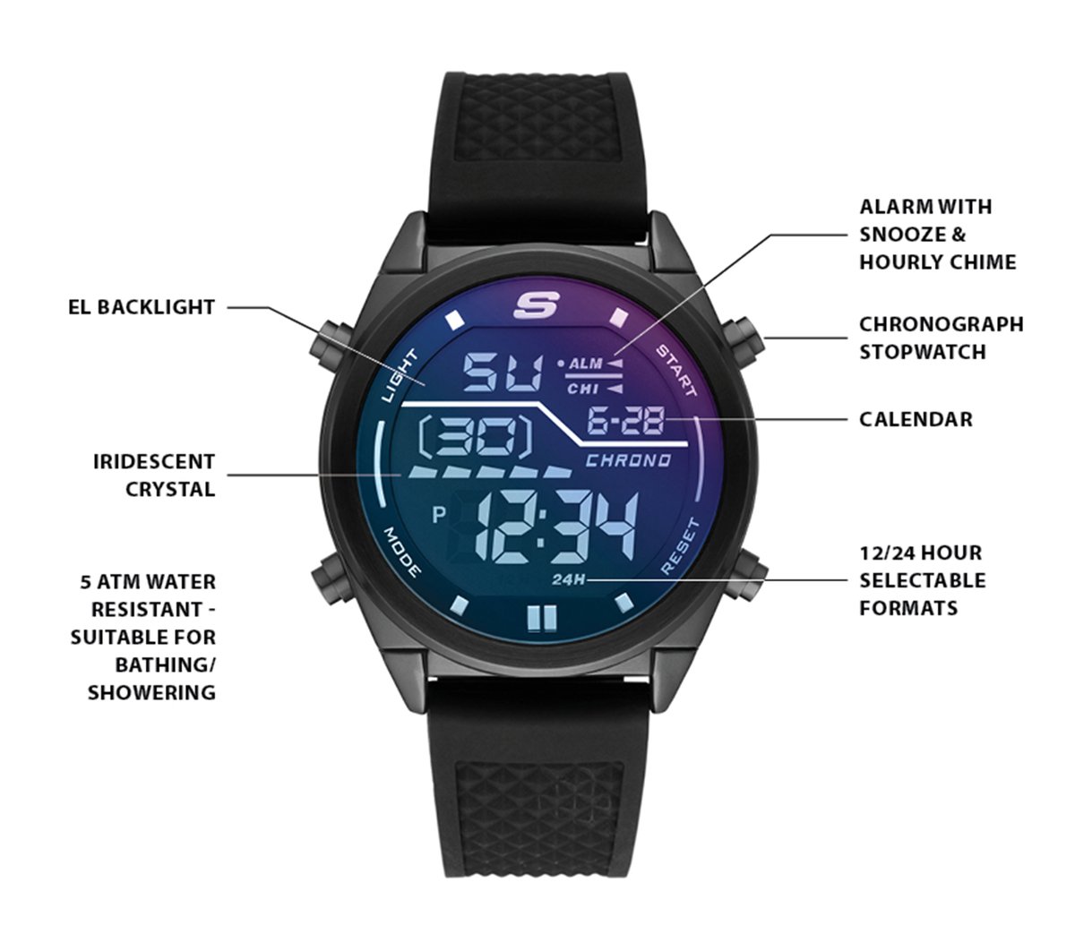 Skechers Sale | Accessories Blue Face Digital Watch
